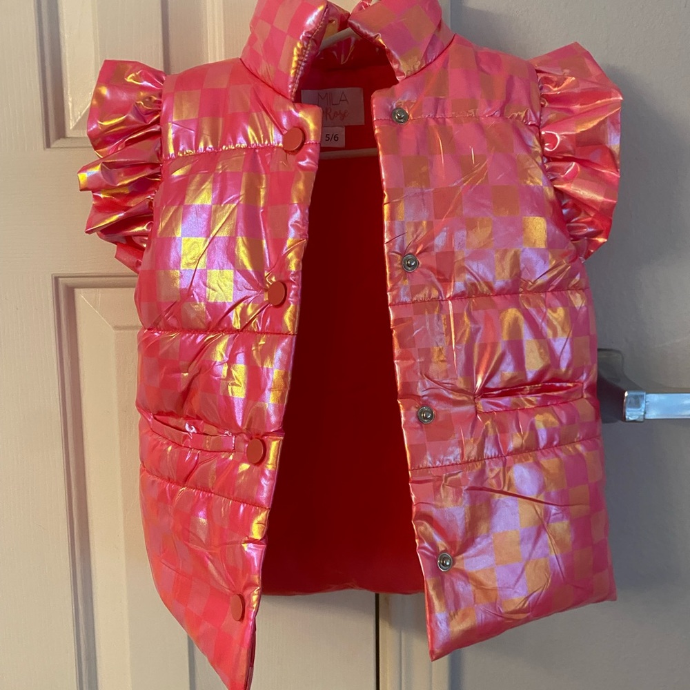 Pink and Gold Kids Puffer Jacket